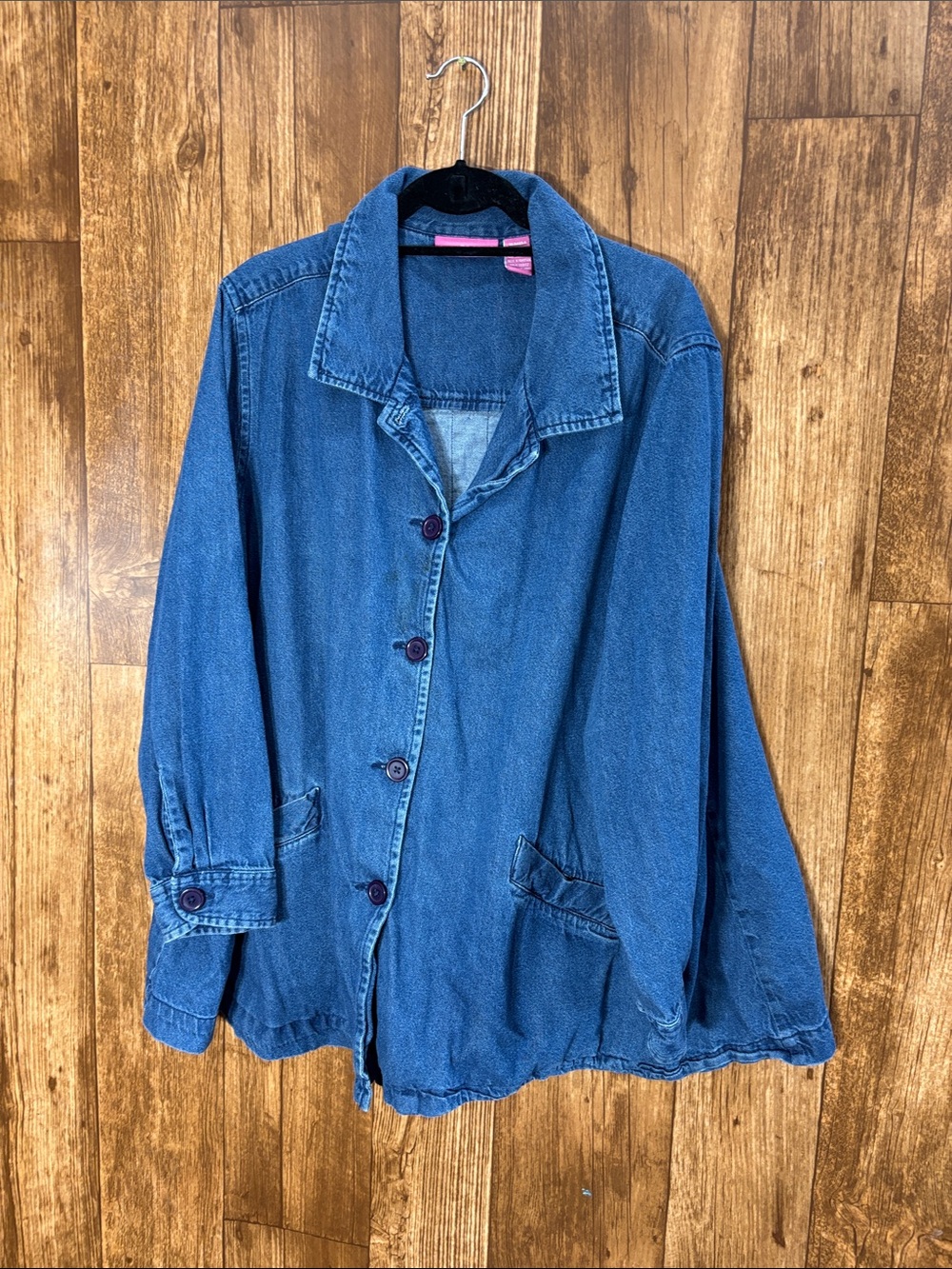 Woman Within Vintage-Inspired Blue Denim Button Jacket